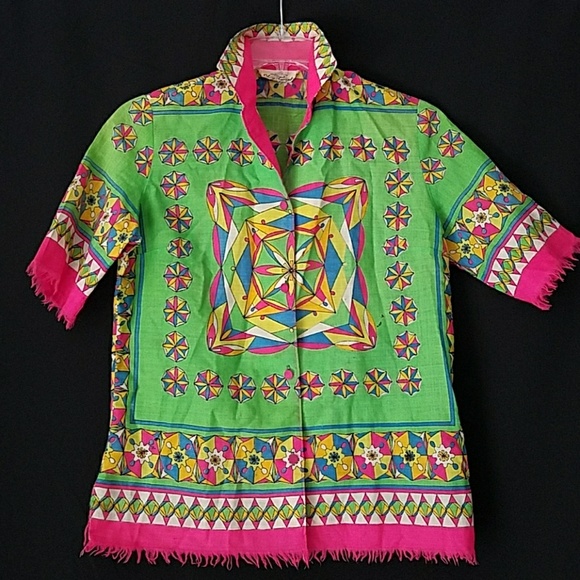 Vintage 60s BeachLinen Silk Shirt Chest 40